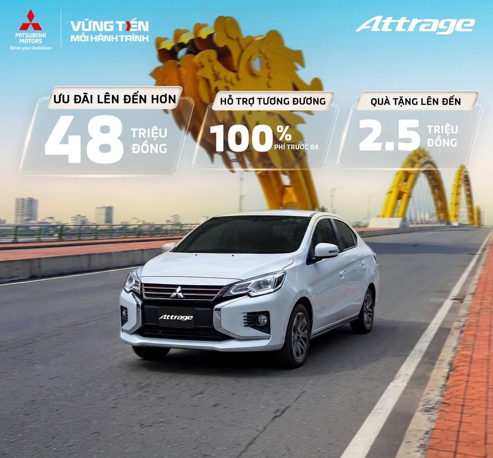 Mitsubishi Attrage ưu đãi đến 48 triệu đồng trong tháng 8/2026