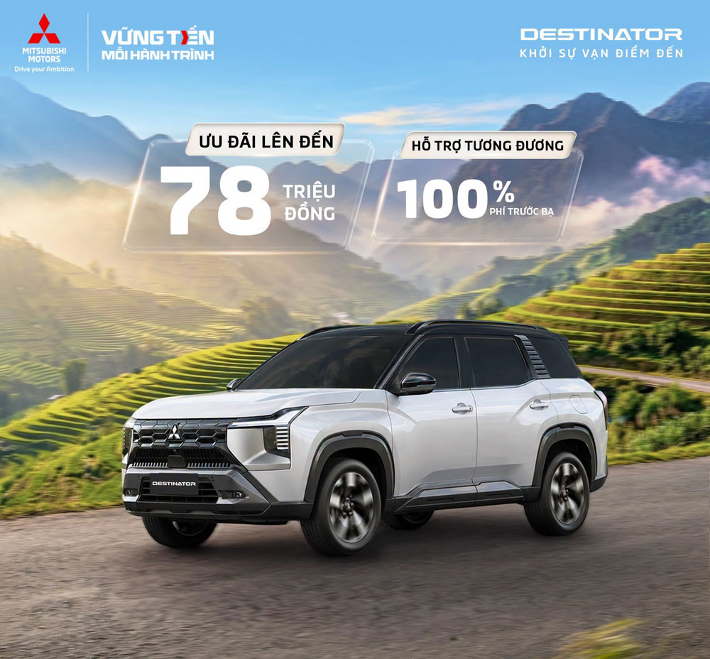 Mitsubishi Destinator ưu đãi đến 78 triệu đồng trong tháng 8/2026