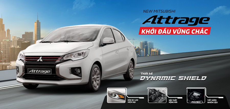 Mitsubishi Attrage màu đỏ trưng bày tại đại lý Mitsubishi Kiên Giang